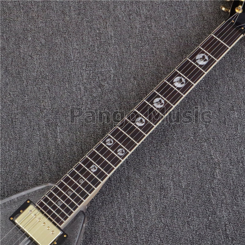 Flying V Style Acrylic Body LED Light Electric Guitar (PFV-002)