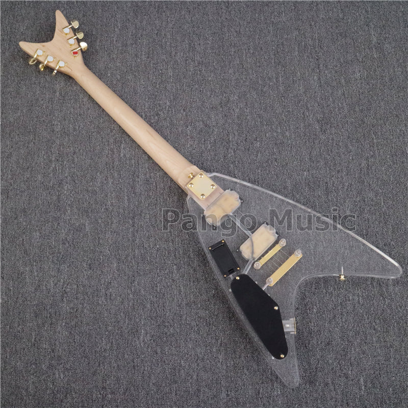 Flying V Style Acrylic Body LED Light Electric Guitar (PFV-002)