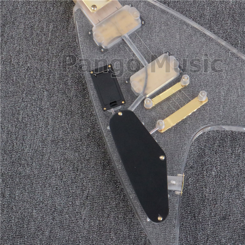 Flying V Style Acrylic Body LED Light Electric Guitar (PFV-002)