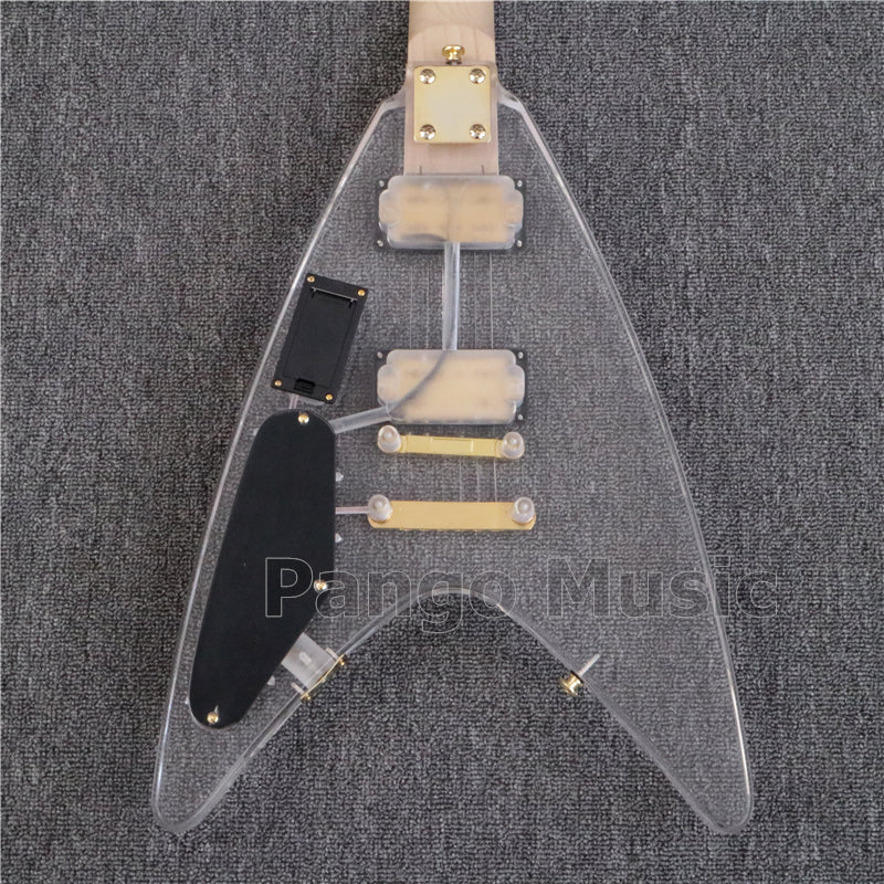 Flying V Style Acrylic Body LED Light Electric Guitar (PFV-002)