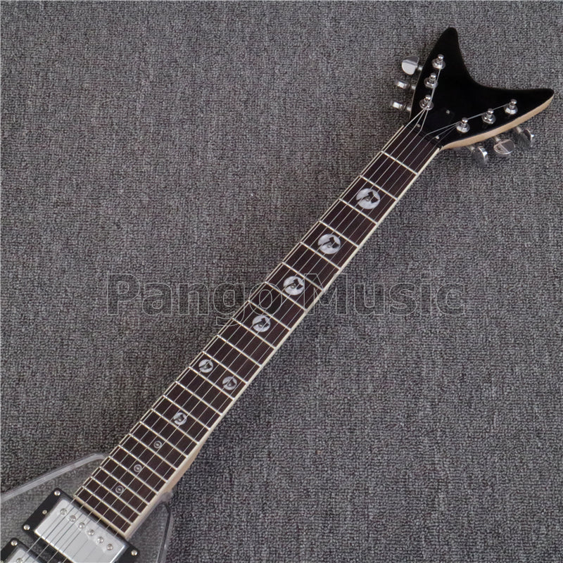 Flying V Style LED Light Acrylic Body Electric Guitar (PFV-003)