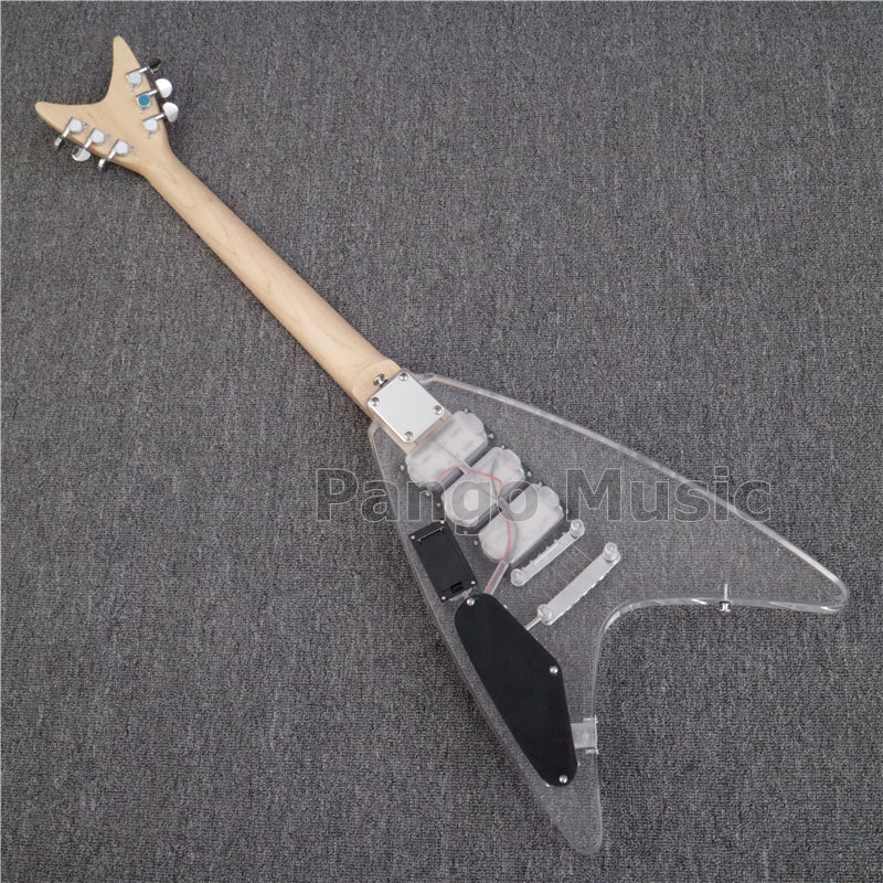 Flying V Style LED Light Acrylic Body Electric Guitar (PFV-003)