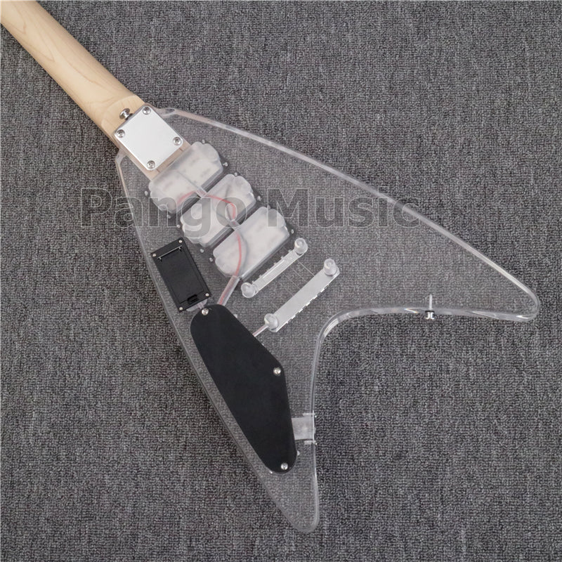 Flying V Style LED Light Acrylic Body Electric Guitar (PFV-003)