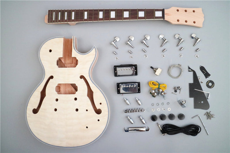 Pre-Sale LP Semi Hollow DIY Electric Guitar Kit with Quilted Maple Top(PLP-516)