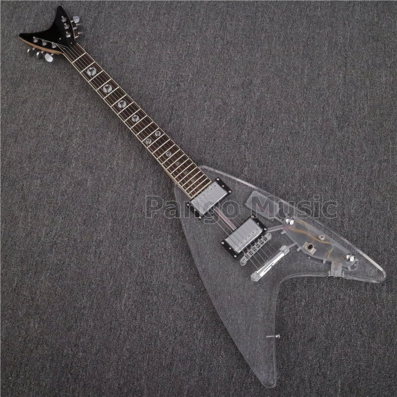 Flying V Style Acrylic Body LED Light Electric Guitar (PFV-004)
