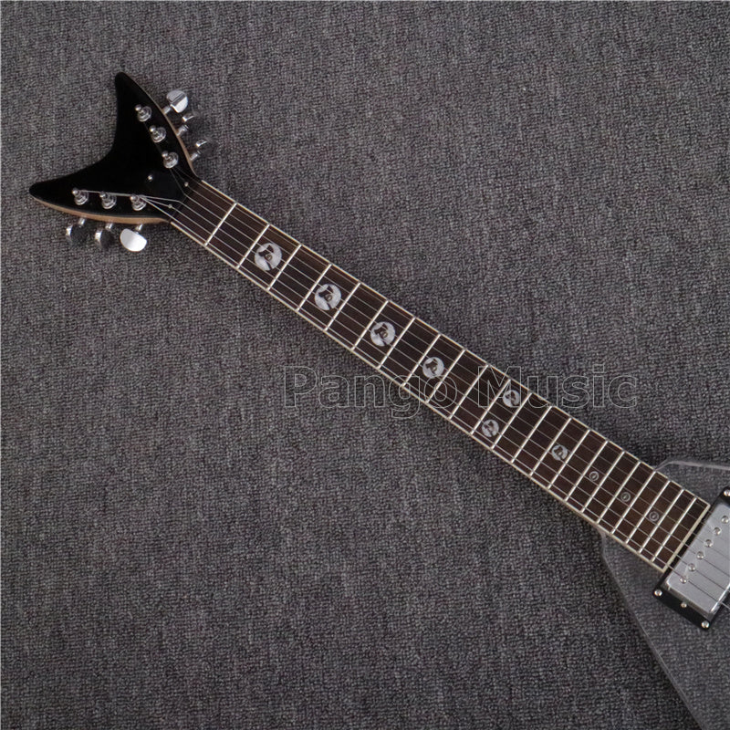 Flying V Style Acrylic Body LED Light Electric Guitar (PFV-004)