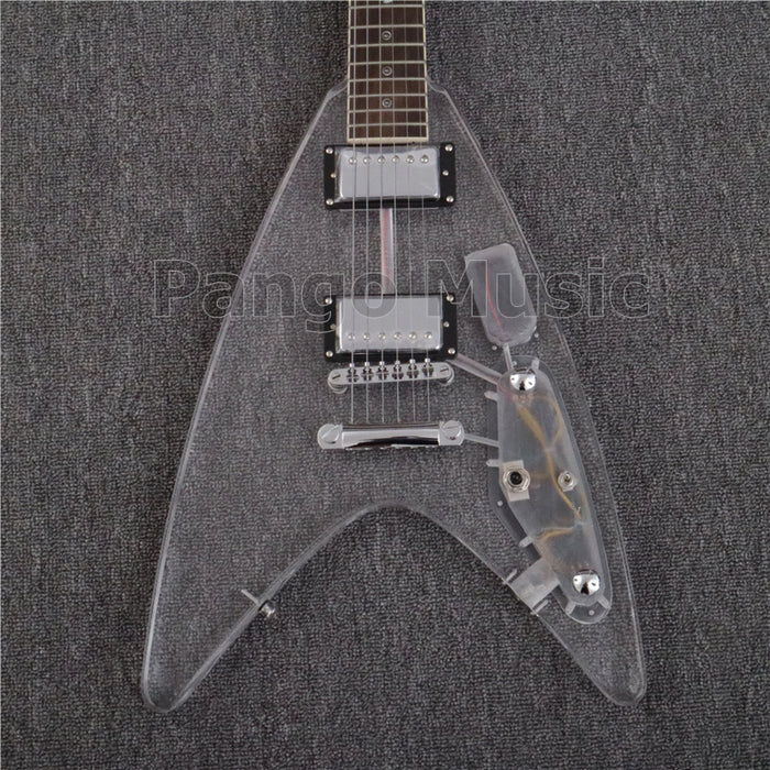 Flying V Style Acrylic Body Electric Guitar (PFV-004)