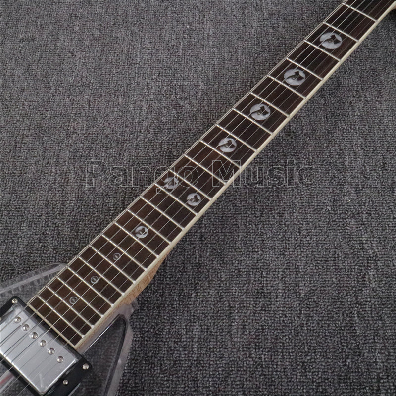 Flying V Style Acrylic Body LED Light Electric Guitar (PFV-004)