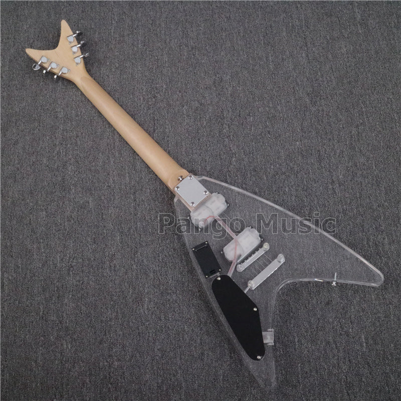 Flying V Style Acrylic Body LED Light Electric Guitar (PFV-004)