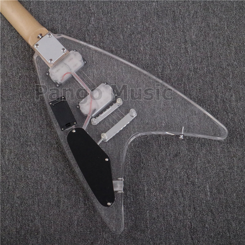 Flying V Style Acrylic Body LED Light Electric Guitar (PFV-004)
