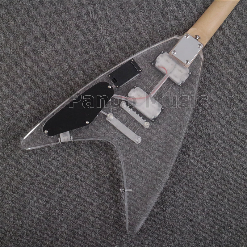 Flying V Style Acrylic Body LED Light Electric Guitar (PFV-004)