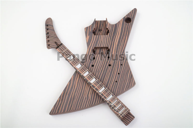 All Zebrawood Explorer Style DIY Electric Guitar Kit (PEX-227)
