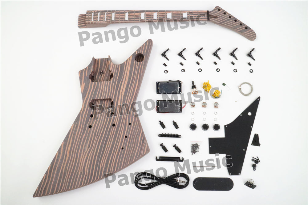musicplant セット Pre-Sale All Zebrawood Explorer Style DIY Electric Guitar Kit (PEX