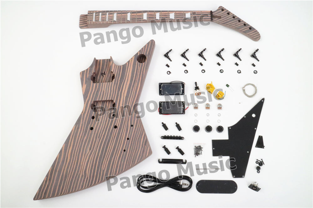 All Zebrawood Explorer DIY Electric Guitar Kit (PEX-227)