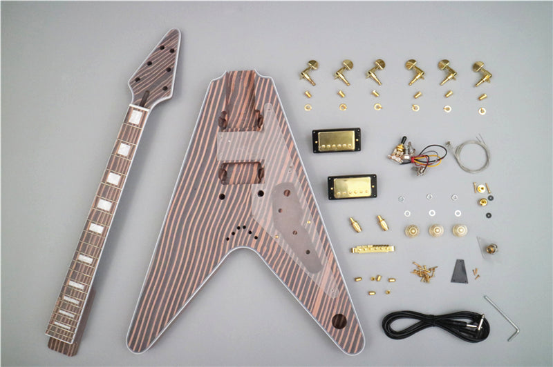 Flying V All Zebrawood DIY Electric Guitar Kit (PFV-670)