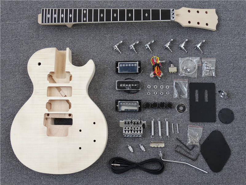 LP Style DIY Electric Guitar Kit with Flamed Maple Veneer(PLP-059F, Fast Shipping, Tariff-free)