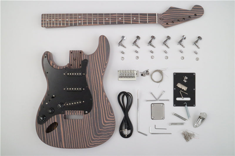 Pre-Sale Left-Handed ST-Style All Zebrawood DIY Electric Guitar Kit (PST-528)