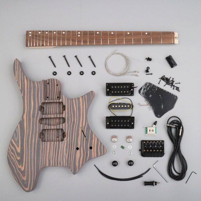 Headless / Zebrawood Body DIY Electric Guitar Kit (ZQN-001)