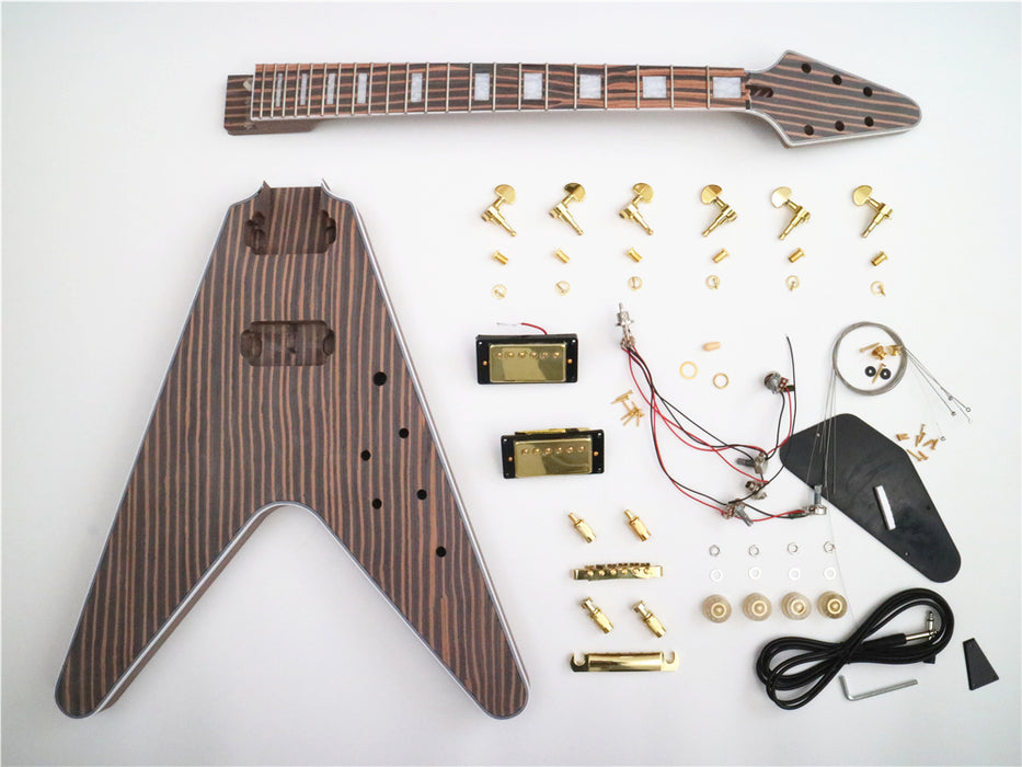 Flying V All Zebrawood DIY Electric Guitar Kit (PFV-672)