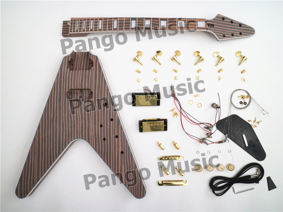 Flying V All Zebrawood DIY Electric Guitar Kit (PFV-672)