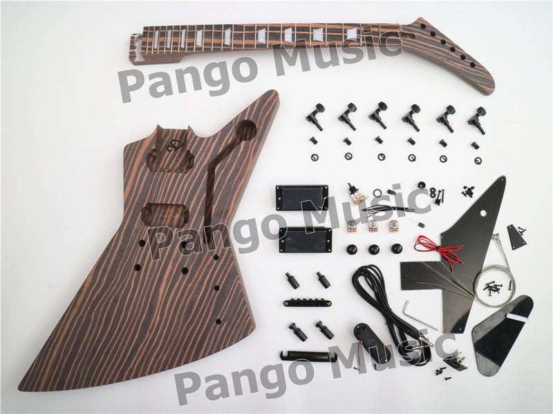 All Zebrawood Explorer Style DIY Electric Guitar Kit (PEX-228)