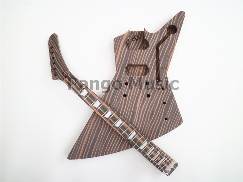 All Zebrawood Explorer Style DIY Electric Guitar Kit (PEX-228)