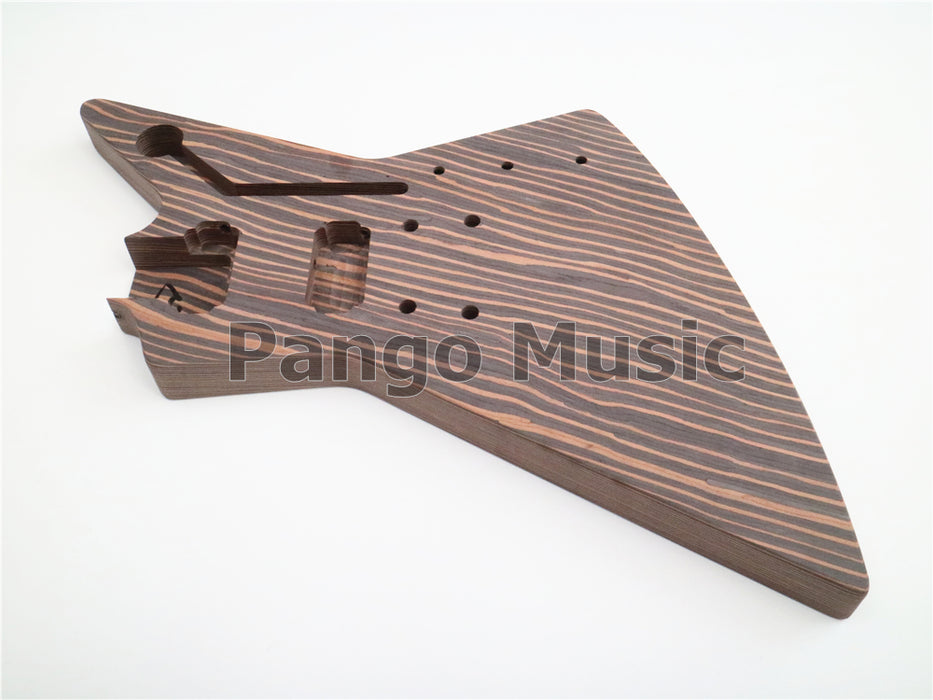 All Zebrawood Explorer DIY Electric Guitar Kit with Actice Electronics (PEX-228)